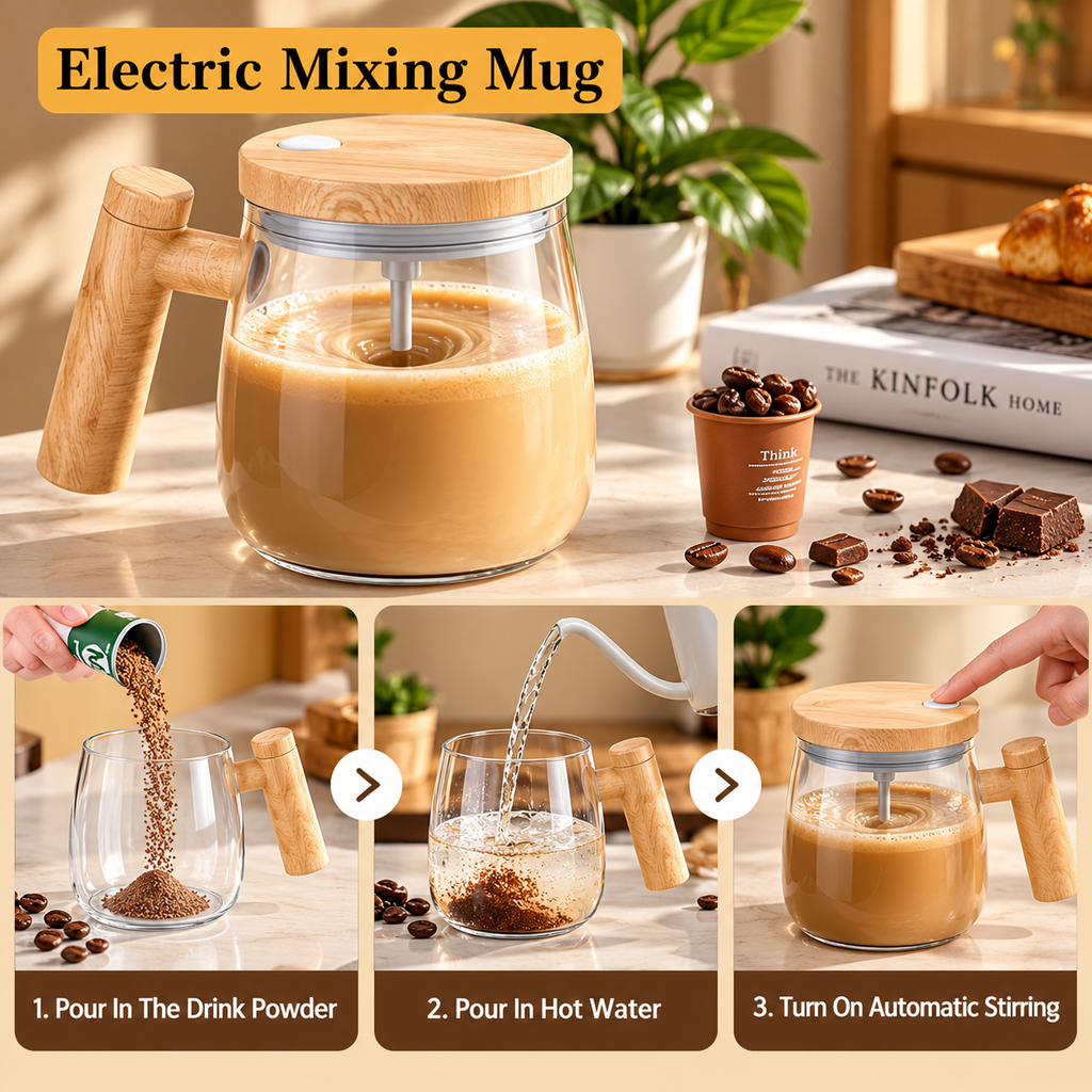 Electric mixing mug product demonstration and how to use