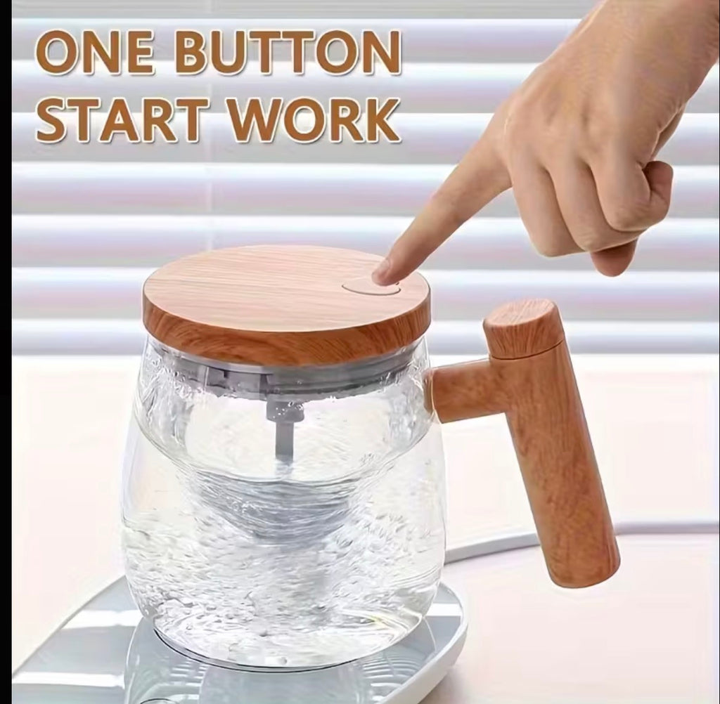 Electric mixing mug one-button stirring demonstration