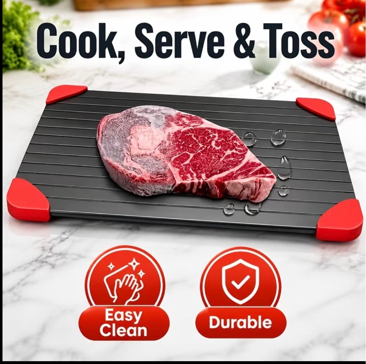 Durable easy-clean aluminum grill tray for cooking and serving