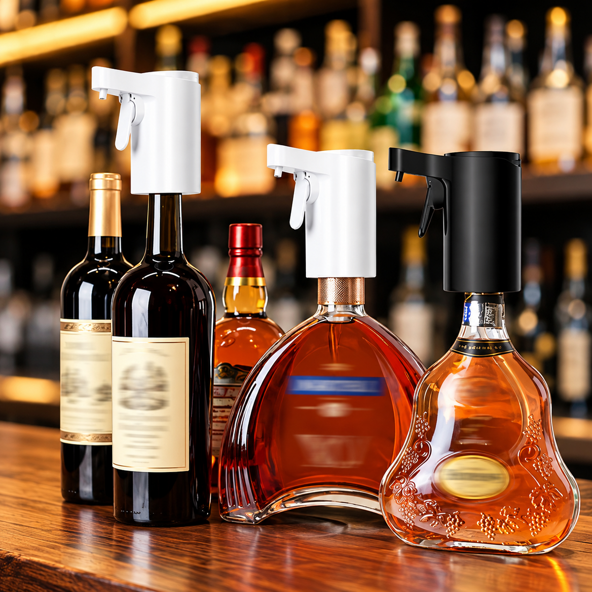 Modern bottle wine dispensers in white and black